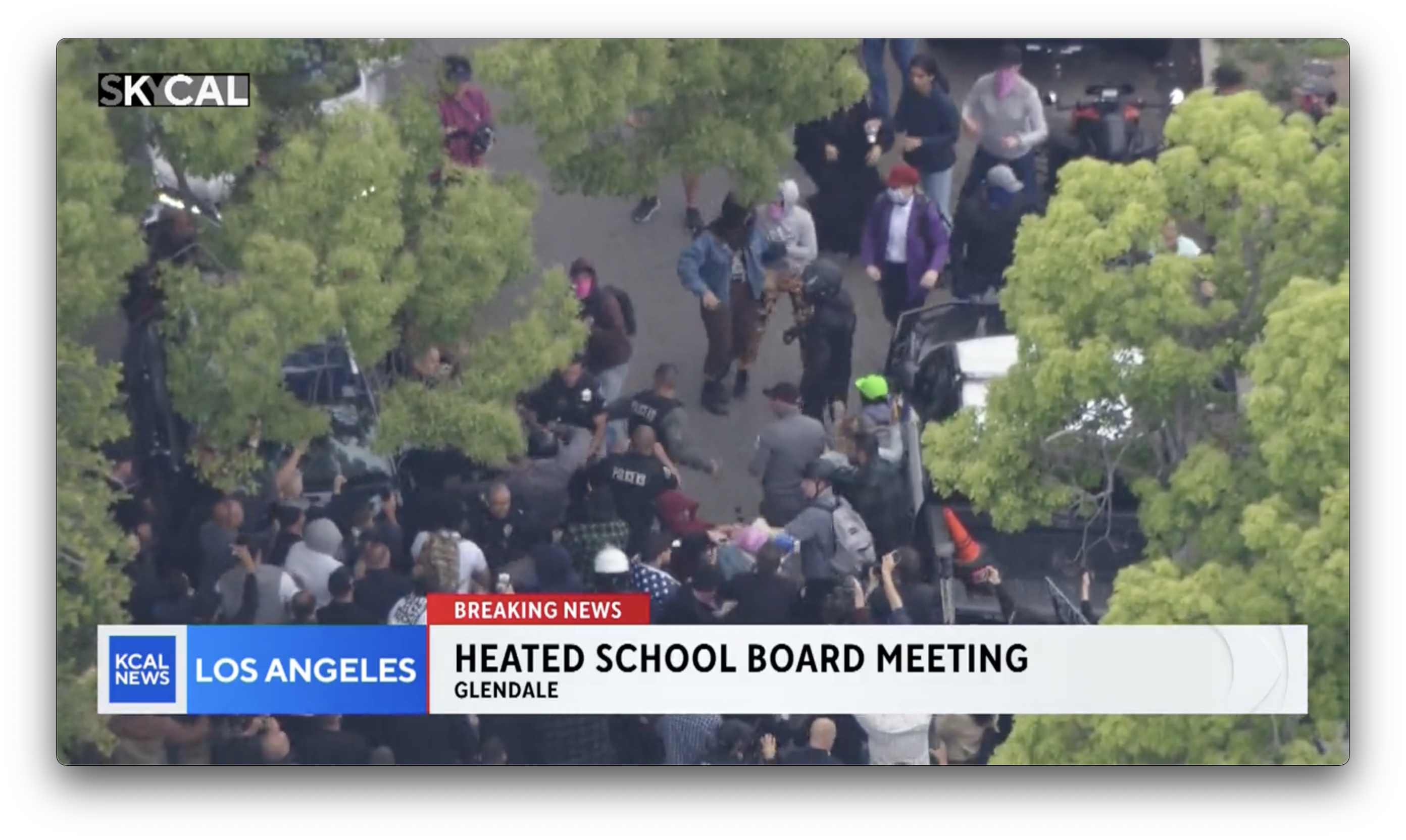 Right-wing protest turns violent outside school board meeting in Glendale, California