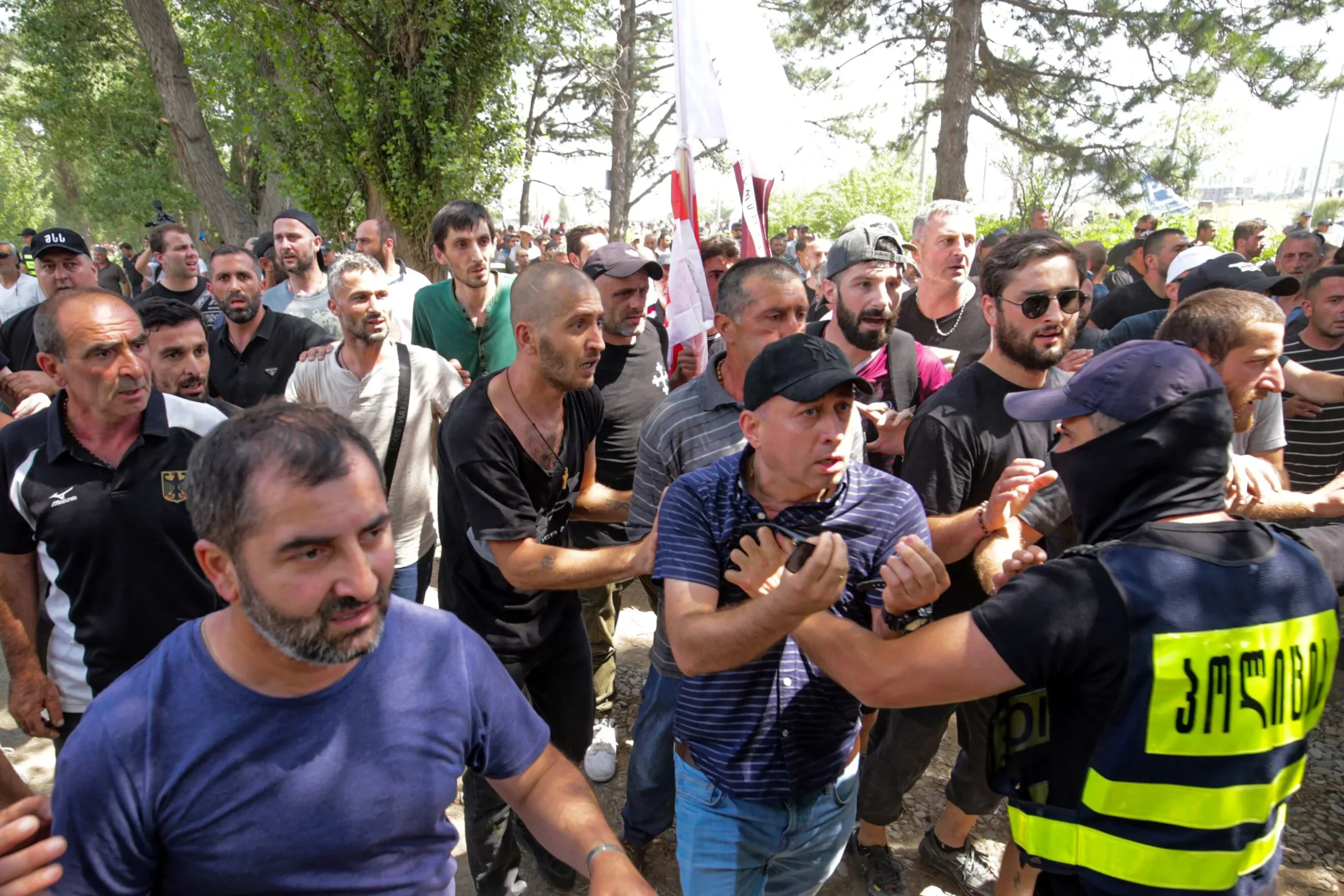 LGBT+ Pride event in Georgia evacuated as far-right protesters storm site