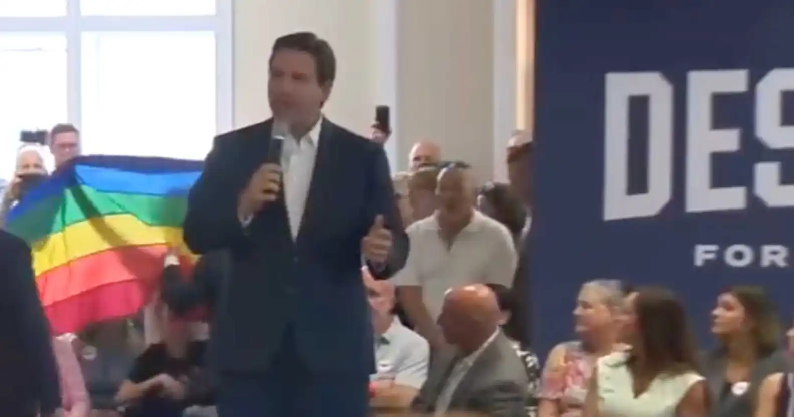 Ron DeSantis rants about ‘indoctrinating children’ after seeing one single Pride flag