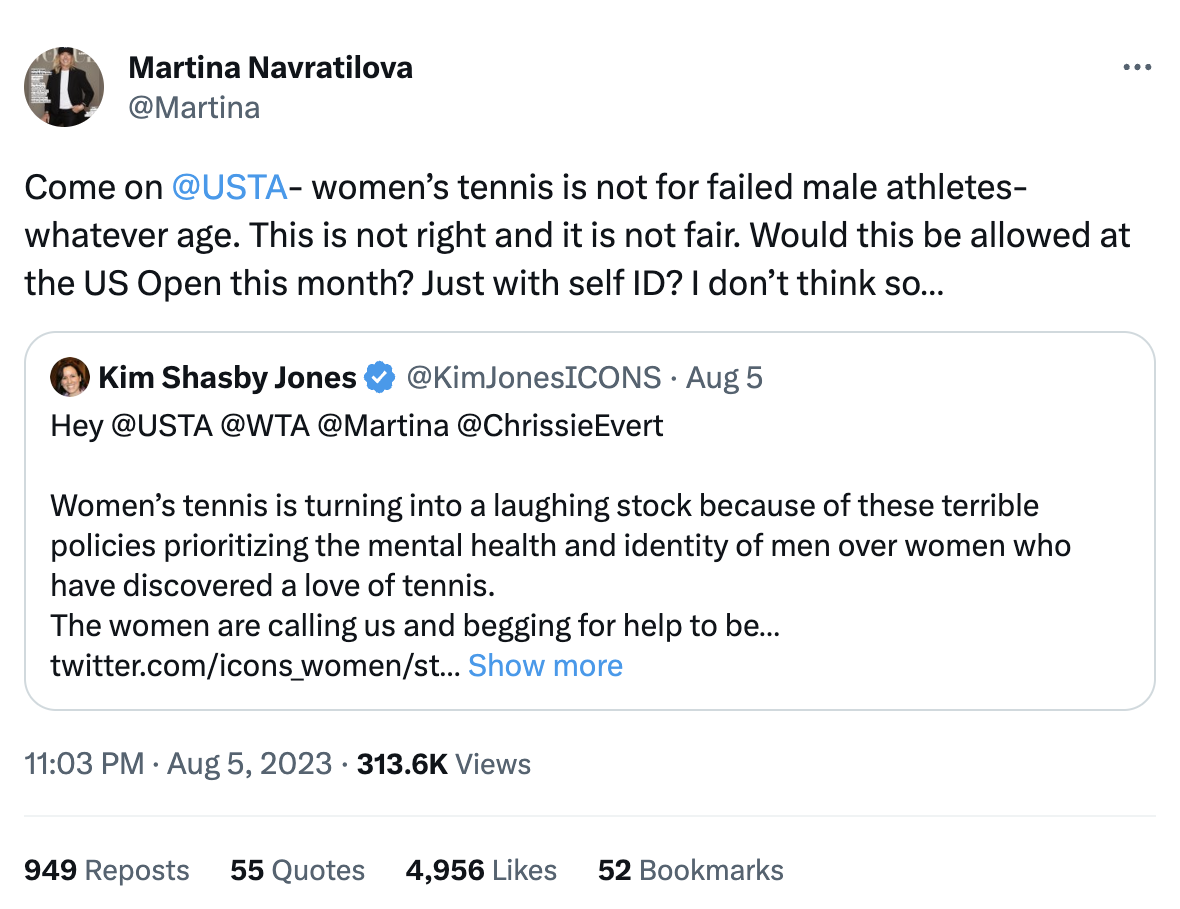 Martina Navratilova rips USTA’s transgender inclusion policy: ‘This is not right and it is not fair’