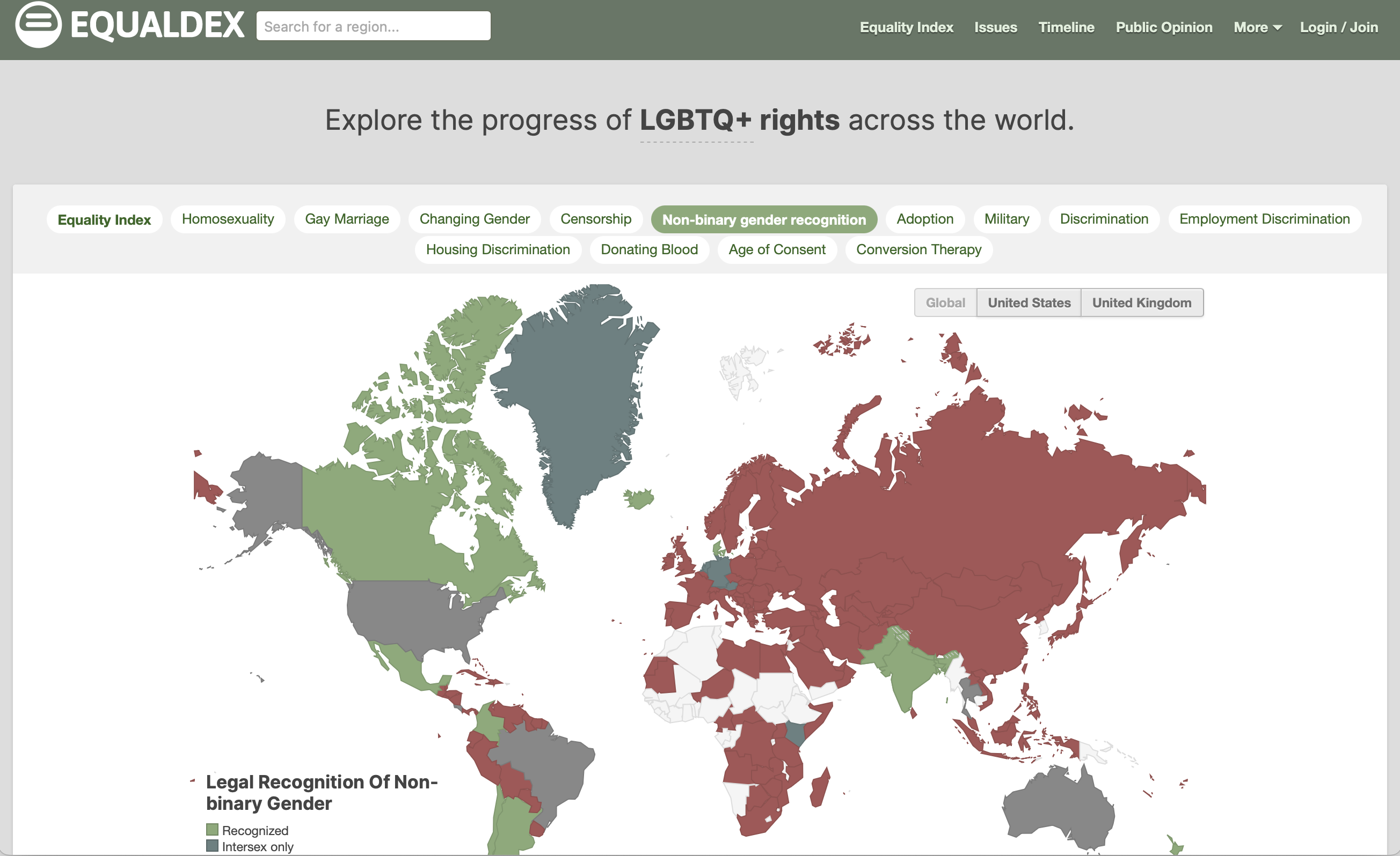 Equaldex: Explore the progress of LGBTQ+ rights across the world